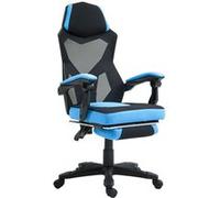 Fauteuil gaming chaise gamer dossier et hauteur réglable roulettes pivotantes repose-pied tissu maille bleu noir Bleu G
