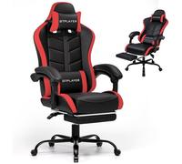 Fauteuil Gaming,Chaise Gaming Ergonomique,Avec Repose-Pieds,Appui-Tête Réglable,Support Lombaire,Rouge