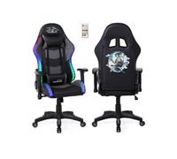 Amstrad Fauteuil Gaming Elite-LED-Samurai - Noir et Gris - Eclairage LED 576 Effets - Télécommande - Accoudoir 2D