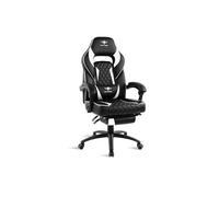 Spirit of Gamer Fauteuil gaming Mustang – Simili cuir, repose-pieds, inclinable 135° – Blanc