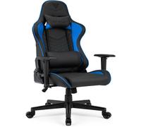 SENSE7 Chaise de Jeu Spellcaster, Fauteuil de Jeu Ergonomique avec Coussins lombaires Ajustables et Inclinaison réglable, Chaise de Bureau en Cuir PU, supporte jusqu'à 150 kg, Noir-Bleu