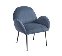 Fauteuil GINA velours côtelé bleu