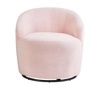 Fauteuil Glam Pivotant Dossier Incurvé Base Noire 360 ° Bouclé Rose Pastel Davik