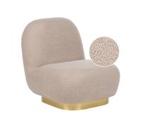 Fauteuil Glamour Base Dorée Art Déco en Tissu Bouclé Rembourré Beige Loviisa