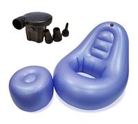 Fauteuil gonflable bleu perle avec pompe à air et ottomane - Idéal pour la récupération post-opératoire, assise confortable et relaxation pendant la grossesse, soutient la guérison sans compromis