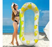 Fauteuil Gonflable de Piscine Flottant Lit en PVC Hamac Gonflable Flottantes Hamac avecTête de Lit Bouées et Matelas Chaise Longue de Piscine Flottantes (Citron)