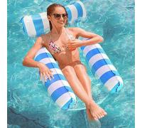 Fauteuil Gonflable de Piscine, JunD Multi Matelas Piscine, 4 en 1 Matelas Piscine Gonflable Bouée, Matelas Gonflable Piscine Adulte, Matelas de Piscine pour Plage, Partie, Vacances, Piscine (Bleu)