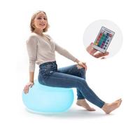 InnovaGoods - Pouf Gonflable LED Multicolore avec Télécommande, Résistant à l'eau, Pompe Incluse, Portable et Léger, Idéal pour Intérieur et Extérieur, Blanc, Unica, Plastique