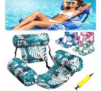 Fauteuil Gonflable Piscine, Bouee Piscine Adulte et Matelas Flottant Pliable, Transat Gonflable pour Vacances d'Été à la Plage, Chaise de Détente avec Dossier (D)