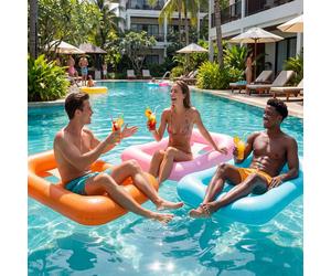 Fauteuil gonflable pour piscine, tapis flottant confortable et ergonomique, en matériau PVC durable. Flotteur pour piscine, lac, jardin et fête en extérieur pour adultes 5 pièces, jaunes, 120 x 90 cm,