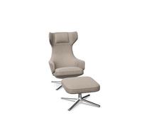 Fauteuil Grand Repos avec repose-pieds Cosy 2 Fossil/ Chrome