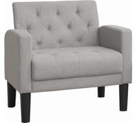 Fauteuil GRAVFORCE à Ailes pour Salon ou Chambre - Fauteuil Rembourré Confortable et Moderne pour Bureau, Salon ou Club - Charge Maximale 136 kg - Tissu Gris Clair