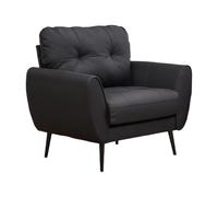 Fauteuil GRAVFORCE Wing pour Salon et Chambre - Chaise Rembourrée Confortable et Moderne, Fauteuil de Bureau ou de Détente, Style Club, Charge Max 136 kg, Simili Cuir Noir