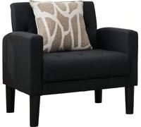 Fauteuil GRAVFORCE Wing pour Salon ou Chambre - Rembourré, Confortable et Moderne, Fauteuil de Bureau ou Lounge, Chaise de Club - Capacité de Charge 136 kg, Similicuir Noir