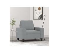 vidaXL Fauteuil – Siège avec coussin, dossier et accoudoirs – Tissu Gris clair 60 cm