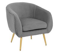 Atmosphera - Fauteuil Gris Solaro en Velours plissé