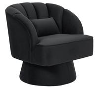 Fauteuil - HOERFURIY - Scandinave - Velours - 360° Pivotant - 1 Place - Noir