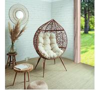 Fauteuil - Home Deco Factory - Cancun - Oeuf - Tressé - Marron Et Blanc