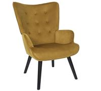 HOME DECO FACTORY, HD0365, Fauteuil de Salon Giulia Jaune, Lounge Edition, Mobilier, Assise, canapé et Fauteuil, 68x96x75 cm, Hauteur Assise 43 cm, Jaune