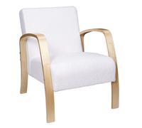 Fauteuil - Home Deco Factory - Hella - Bouclette - Chic - Blanc Et Marron