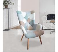 Fauteuil - Home Deco Factory - Helsinki - Patchwork - Confortable - Bleu