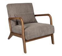 Home Deco Factory – Fauteuil Scott côtelé 64,5x75x83,5 cm Hauteur assise 43 cm Taupe