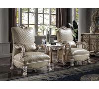 Fauteuil Hôtel Coussin Chaises Classique Une place Bois Cuir Salon Baroque
