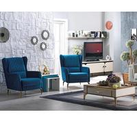 Fauteuil Hôtel Meuble Loung Club Cinéma Lobby Meubles Set 2pcs Bleu Design