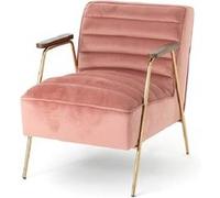 Fauteuil 60x76x73 Cm En Velours Rose Et Laiton Multicolore