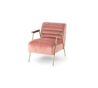 Fauteuil 60x76x73 Cm En Velours Rose Et Laiton Multicolore