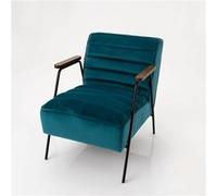 Amadeus Fauteuil Hutch en velours Vintage 1 place avec accoudoirs Relaxation Bleu
