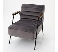 Fauteuil Hutch velours gris - Amadeus - Gris - Velours Gris G