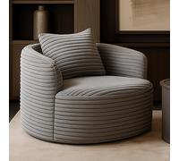 Fauteuil HWC-P18, fauteuil lounge, fauteuil relax, fauteuil rembourré, fauteuil cocktail, tissu/textile velours côtelé (370 g/m²) gris clair Gris