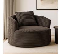 Fauteuil HWC-P18, fauteuil lounge, fauteuil relax, fauteuil rembourré, fauteuil cocktail, tissu/textile velours côtelé (370 g/m²) marron Marron