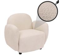 Fauteuil HWC-P33, fauteuil lounge/relax/cocktail Fauteuil rembourré, tissu/textile chenille (330 g/m²) Öko-Tex crème