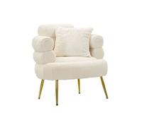 Fauteuil Imitation Fourrure "Soffy+" 85cm Blanc & Or