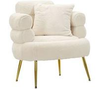 Fauteuil Imitation Fourrure "Soffy+" 85cm Blanc & Or