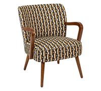 Atmosphera – Fauteuil Chiara – tissu jacquard, bois hévéa – beige et noir