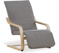 Relaxsessel Cord Dunkelgrau | avec repose-pieds | Bois naturel | Fauteuil à bascule fauteuil d’allaitement fauteuil inclinable