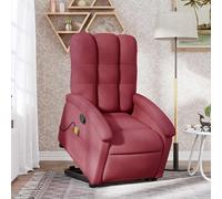 vidaXL Fauteuil inclinable de massage en tissu rouge bordeaux