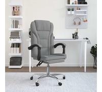 Fauteuil Inclinable de Bureau, Chaise Pivotante avec Dossier et Repose-pied Réglables, Siège de Bureau, Moderne, Gris Foncé Tissu