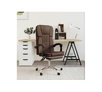 Fauteuil Inclinable de Bureau Siège Inclinable Chaise d'Ordinateur Dossier et Repose-pied Réglables Meuble de Bureau Marron Similicuir 349620