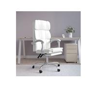 Fauteuil Inclinable de Bureau Siège Inclinable Chaise d'Ordinateur Dossier et Repose-pied Réglables Meuble de Bureau Intérieur Blanc Similicuir