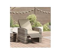 Fauteuil inclinable de jardin avec coussins marron clair rotin 364103