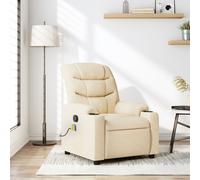Fauteuil Inclinable de Massage Chaise de Relaxation Siège Crème Tissu vidaXL
