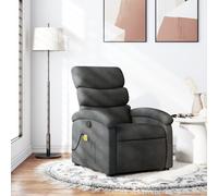 vidaXL Fauteuil inclinable avec accoudoirs – Dossier et repose-pied réglables – Tissu gris foncé