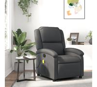 Fauteuil Inclinable de Massage Chaise Siège Marron Foncé Cuir Véritable vidaXL