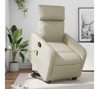 vidaXL Fauteuil de relaxation, massage, inclinable électrique similicuir crème Beige G