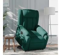 vidaXL Fauteuil inclinable de massage en tissu vert foncé