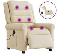 Fauteuil inclinable de massage électrique crème tissu Crème G